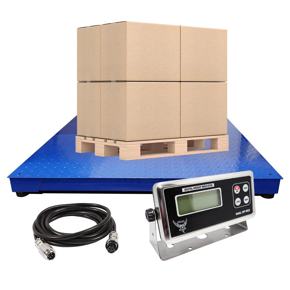 Industrial Floor Scale with Indicator, 5000 x 0.5lb (48x48) T32991