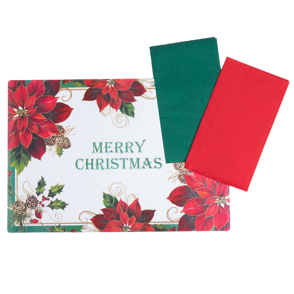 10x22 x 14x22 Merry Christmas Placemat Combo Pack - 250/Case T597804