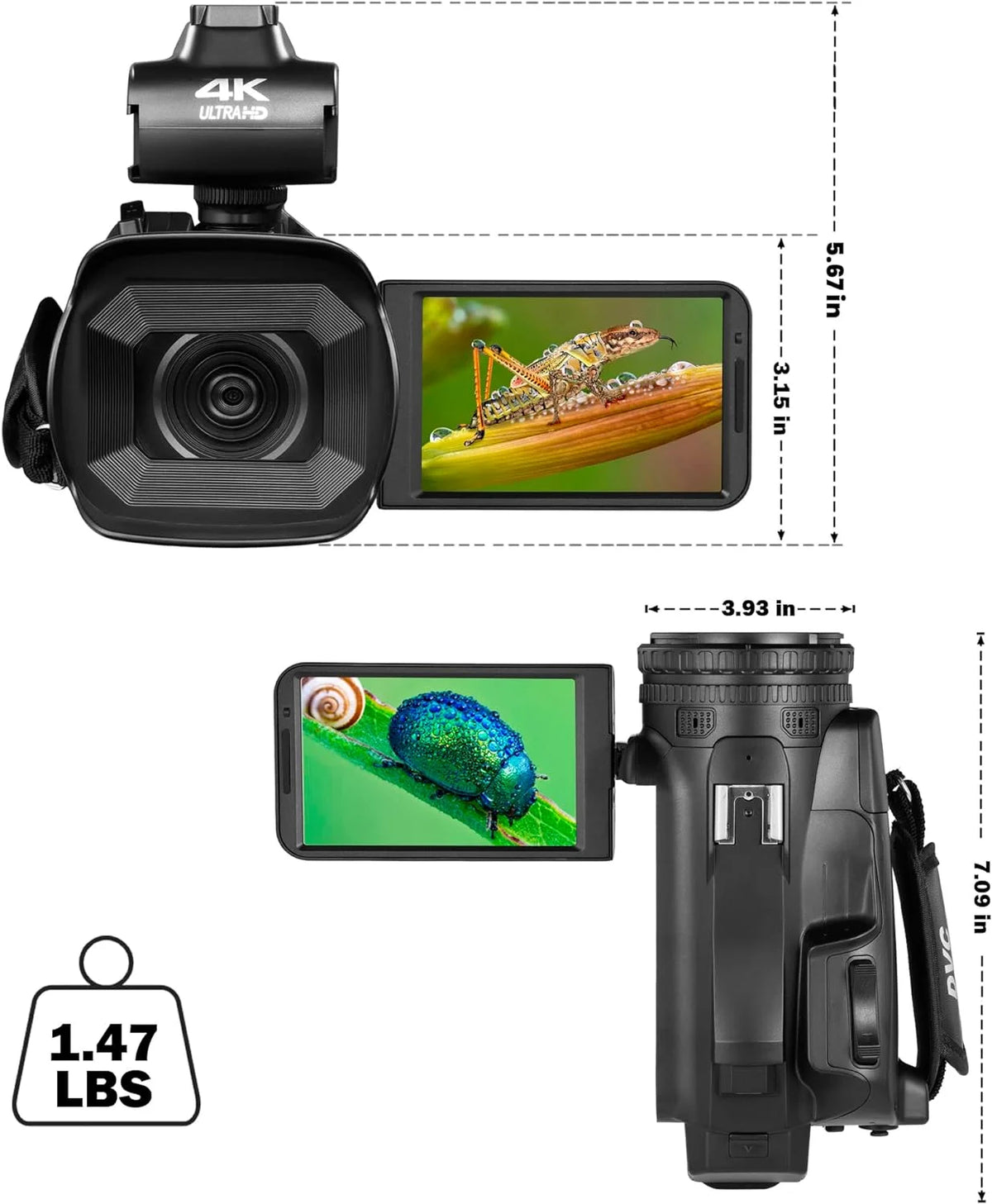 4k Video Camera Camcorder with 18X Digital Zoom, 64MP, 4.0-inch Rotating Touchscreen, 64GB SD Card, Black N59664