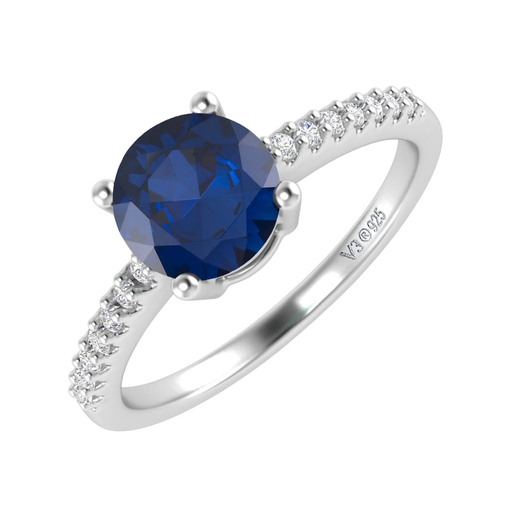 Blue Sapphire and White Topaz Engagement Ring U811
