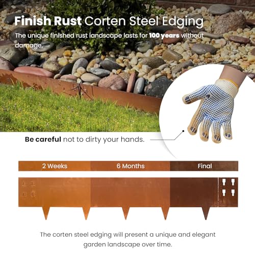 Corten Steel Landscape Edging 40 Inch Strips 8 Inch Depth 6 pcs V543