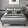 Queen Size Upholstered Platform Bed Frame with Wooden Slats Q9545