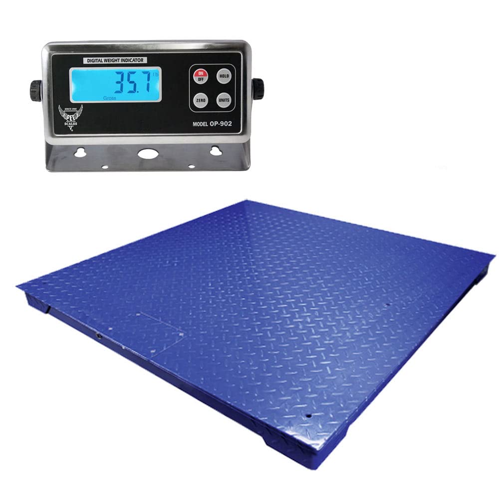 Industrial Floor Scale with Indicator, 5000 x 0.5lb (48x48) T32991