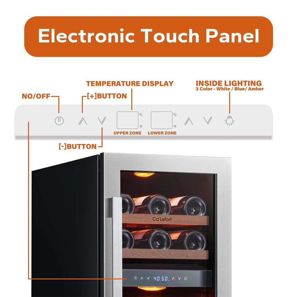 15 inch 28 Bottle Dual Zone Stainless Steel Wine Cooler G308