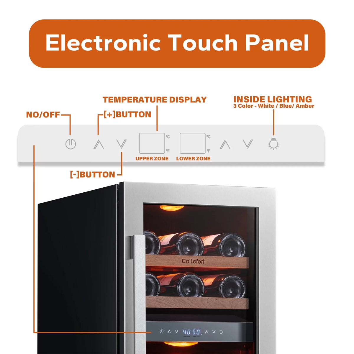 15 inch 28 Bottle Dual Zone Stainless Steel Wine Cooler G308
