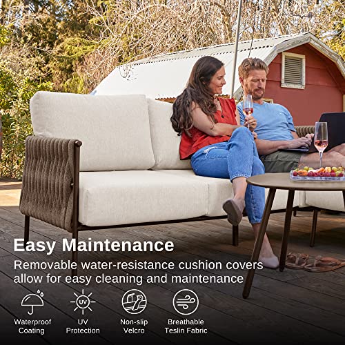 5 Piece Patio Furniture Set with Two Round Coffee Table X4419