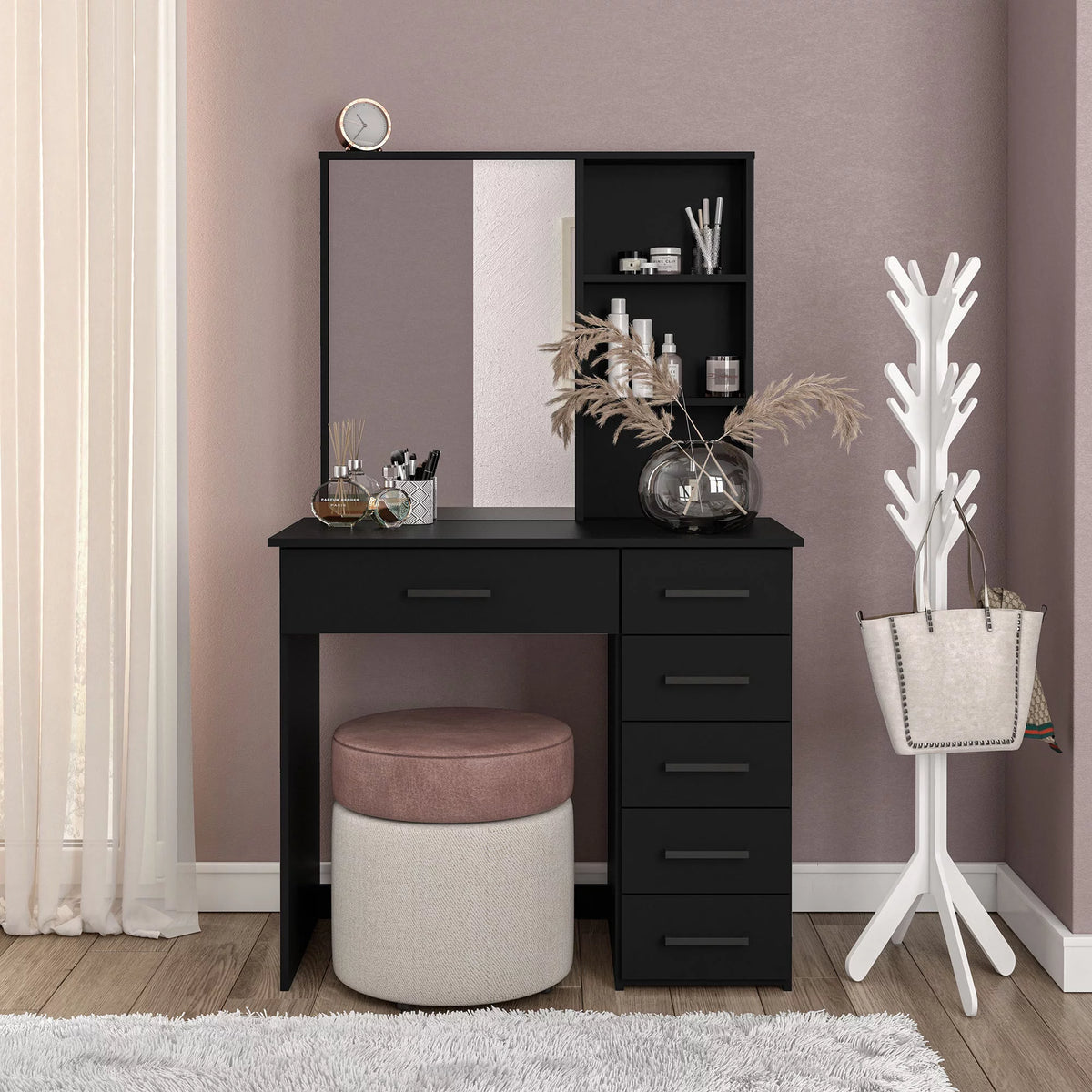 Modern Black Makeup Vanity Table P42084