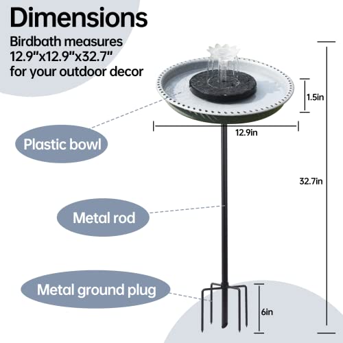Solar Powered Bird Bath with Fountains A19956