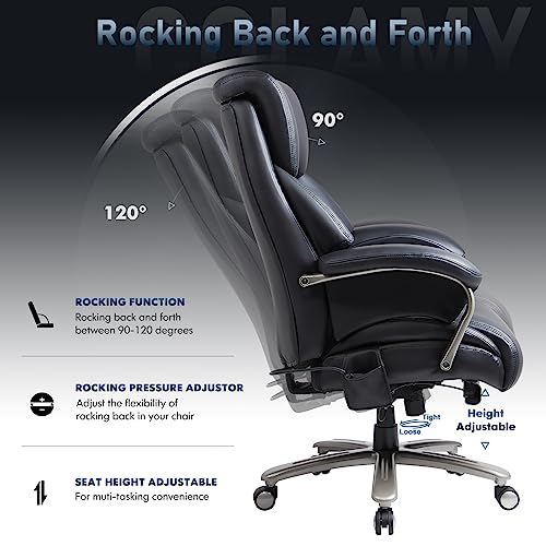 Big and Tall Heavy Duty Leather Office Chair with Wide Seat Black O584