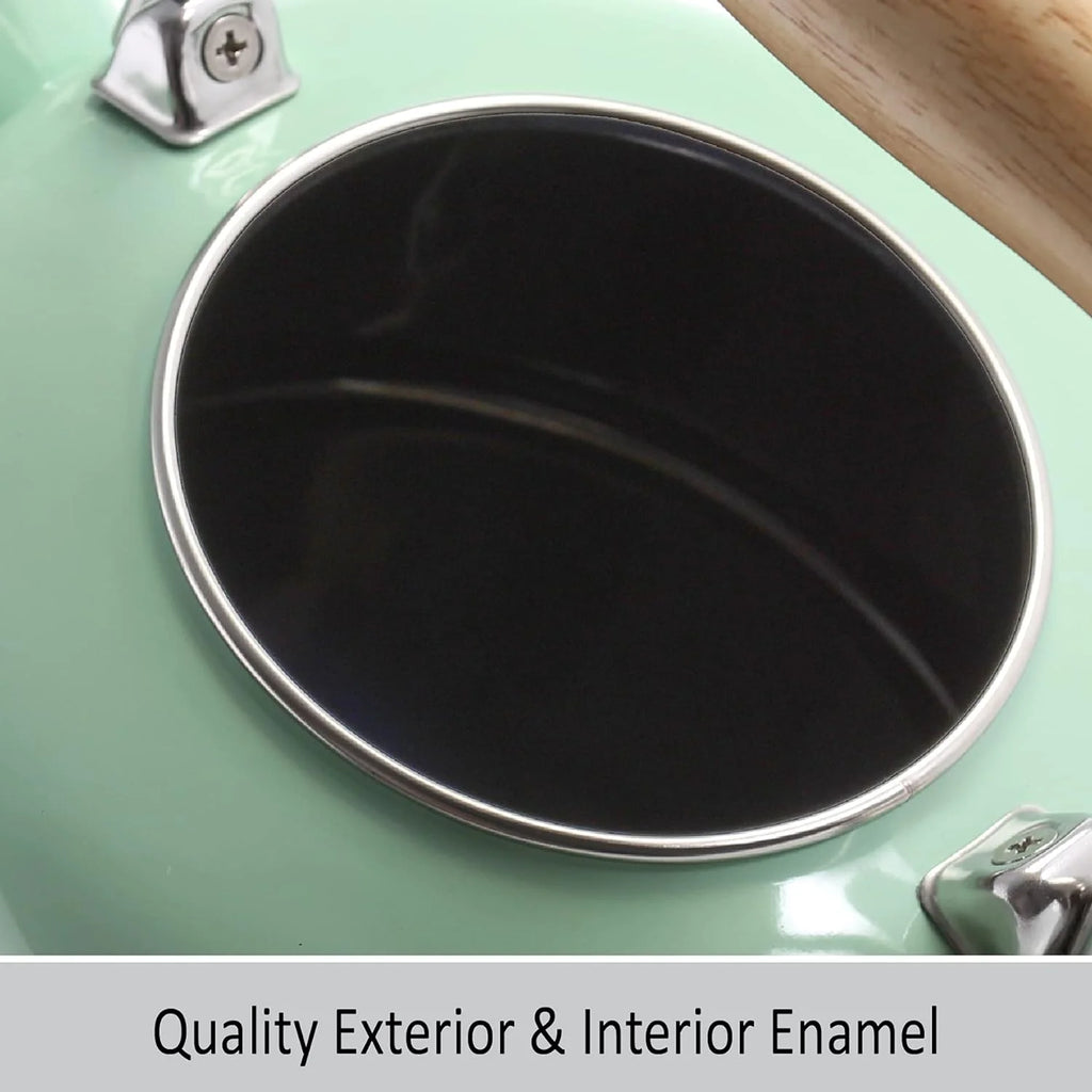 Enamel On Steel Whistling Teakettle with Wood Handle, 1.4 Quarts H86681