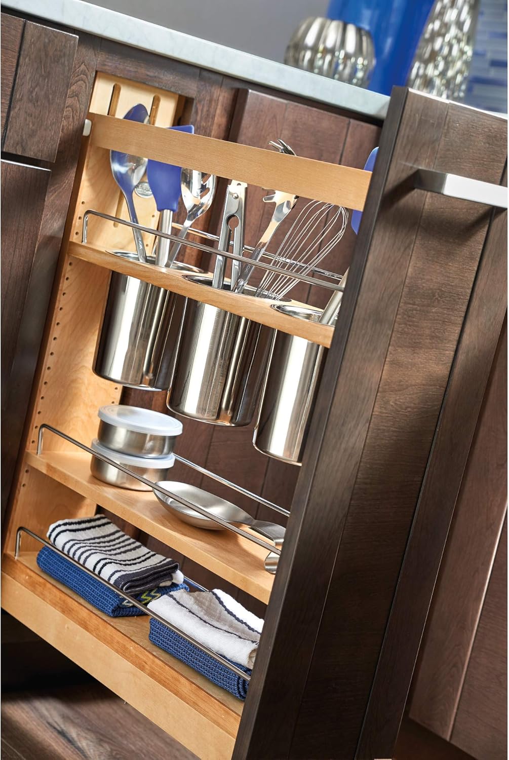 Kitchen Utensil Pull Out Cabinet Organizer with Soft-Close Slides G757