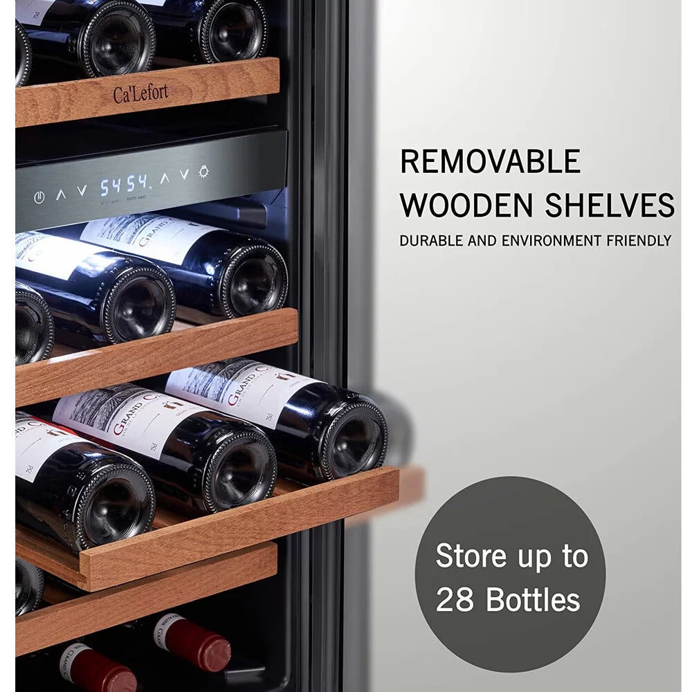 15 inch 28 Bottle Dual Zone Stainless Steel Wine Cooler G308