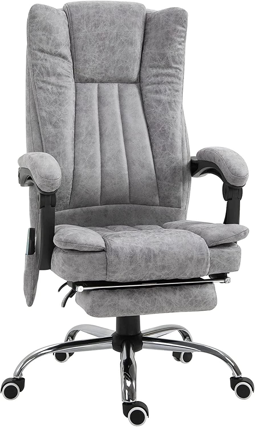 Gray Heated Massage Electric Vibration Reclining Swivel Chair with Pedals Adjustable Back Ergonomic Zero-Gravity Chair J88467