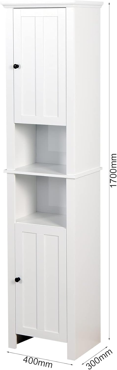 White 15.7"L x 11.8"W x 67"H Narrow Bathroom Storage Cabinet with Shelves and Door C4608