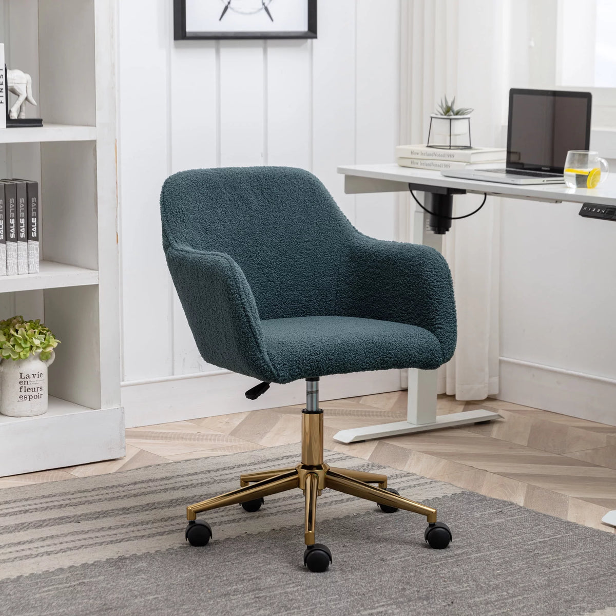 Green Teddy Fabric Adjustable Height Office Chair Q2392