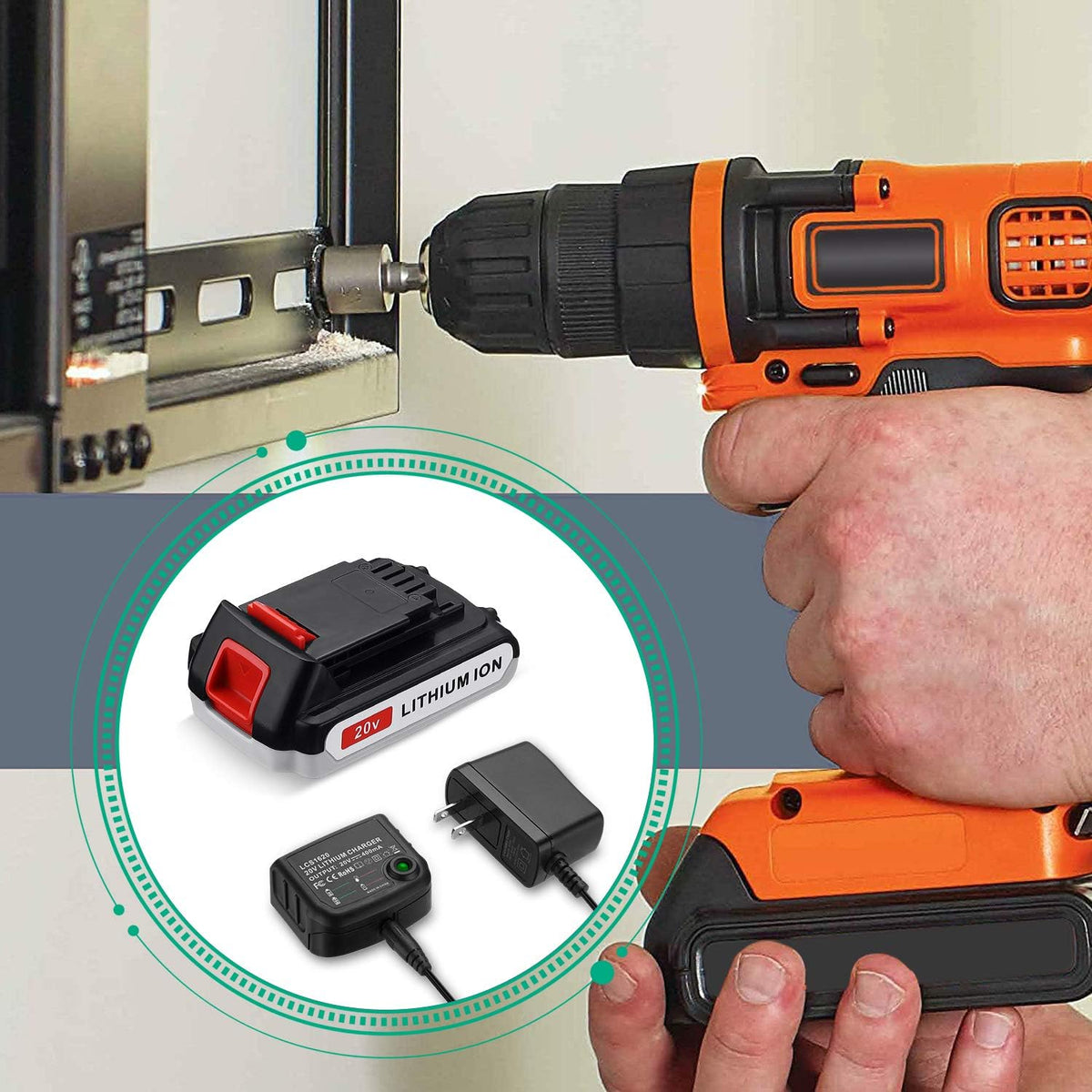 3.0Ah LBXR20 Battery 2Packs for Black & Decker 20V Max Li-ion Cordless Tool W16786
