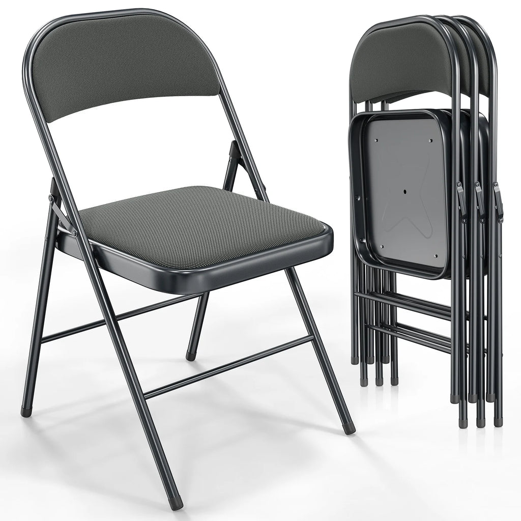 Black Set of 4 Padded Folding Chairs C48810