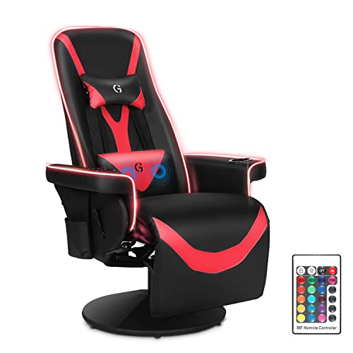 Black White Ergonomic Recliner Gaming Chair with Footrest and Cupholders W220347