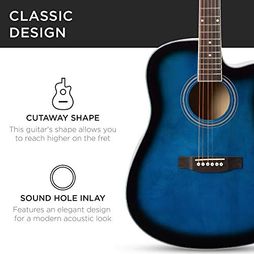 Natural Full Size Acoustic Guitar Starter Set with Case, Strap, Capo, Strings, Picks T391979