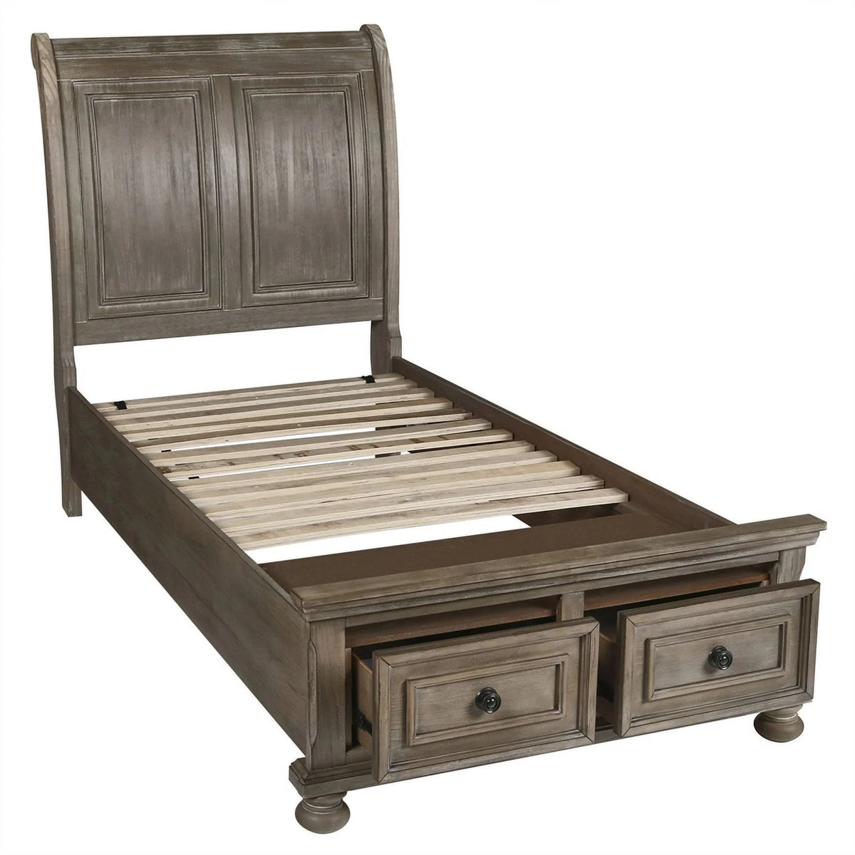 4PC Wood Twin Bedroom Set with Chest in Pewter V58347