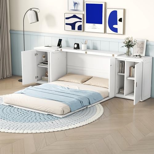 Queen Size Solid Wood Murphy Bed with USB Ports K7094