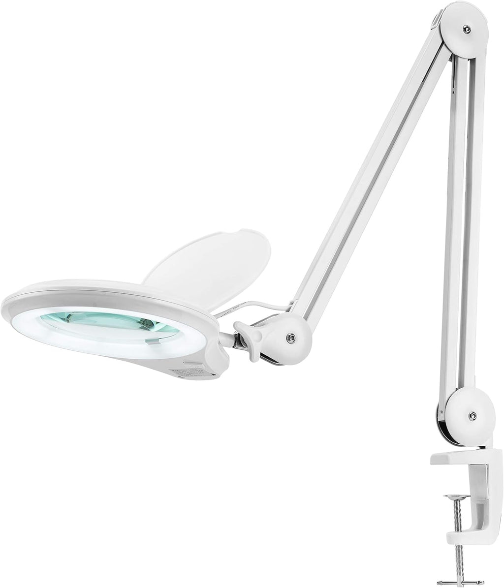 1,200 Lumens Dimmable LED Magnifying Lamp with Clamp, 5 Diopter, 5 Inches Lens, Gray F78330