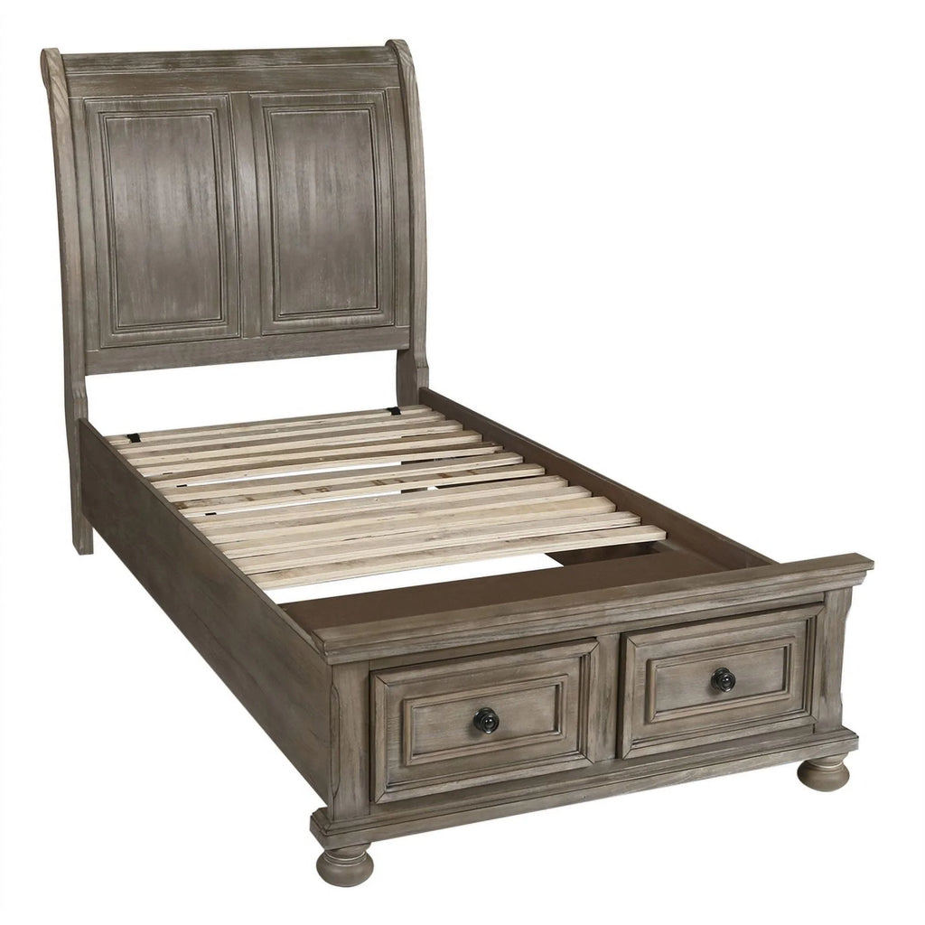 4PC Wood Twin Bedroom Set with Chest in Pewter V58347