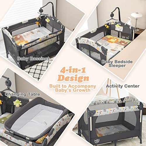 4 in 1 Pack and Play with Bassinet and Changing Table F981