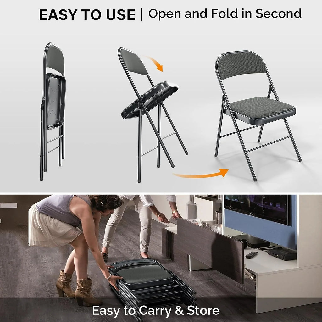 Black Set of 4 Padded Folding Chairs C48810