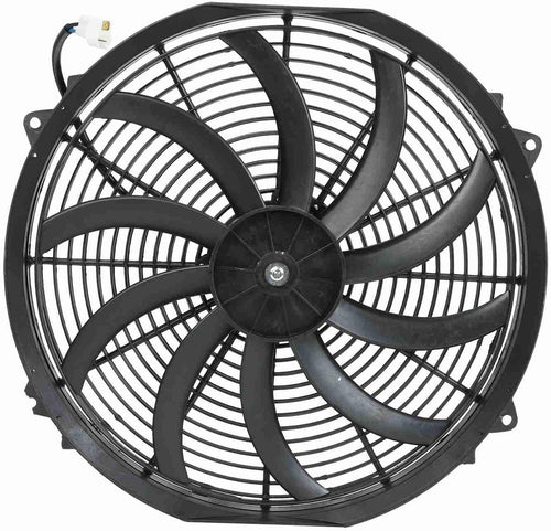 16" 12V Black Slim Electric Cooling Radiator Fan Assembly with Fan Mounting Kit Pack of 2 T2735