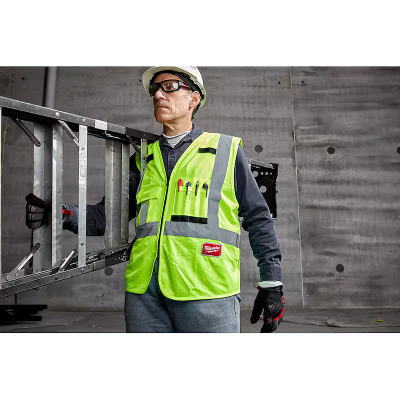 Orange Class 2 High Visibility Safety Vest with 10 Pockets 4-Pack H5357