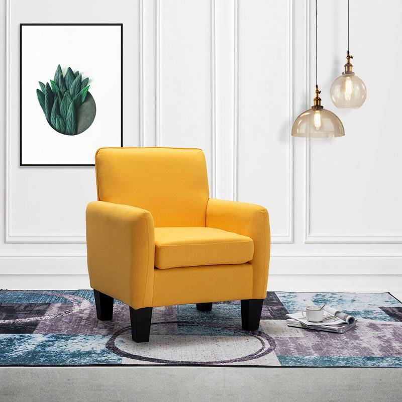 Yellow Linen Accent Arm Chair O75491