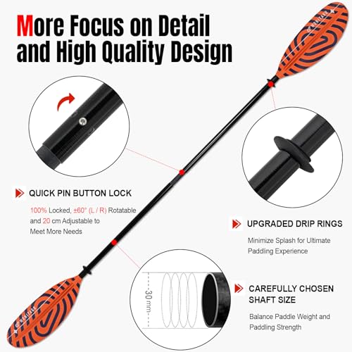 Fiberglass Shaft Adjustable Floating Kayak Paddles 3 Piece M88852