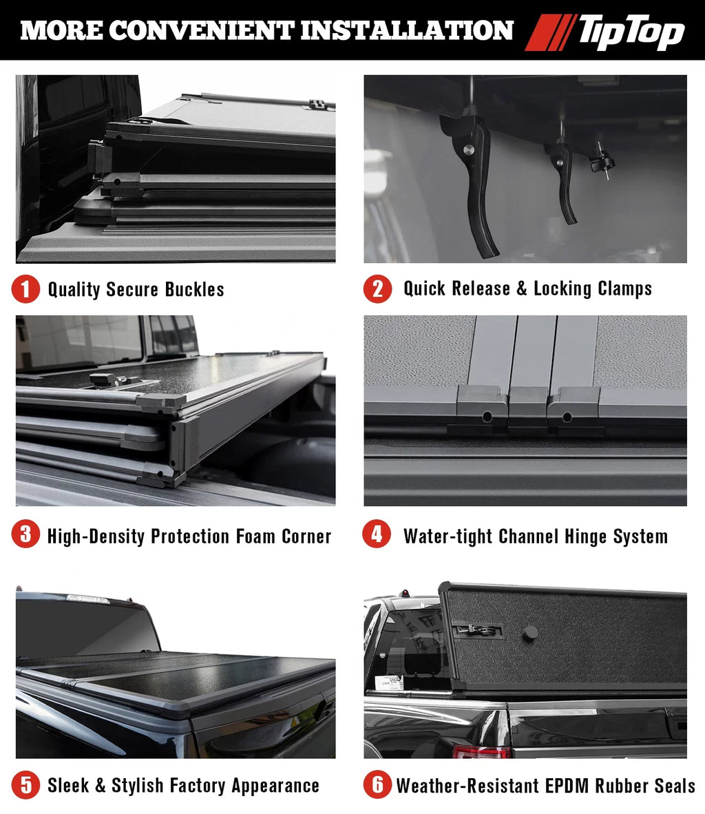 Tri-Fold Hard Tonneau Cover Truck Bed FRP S3781