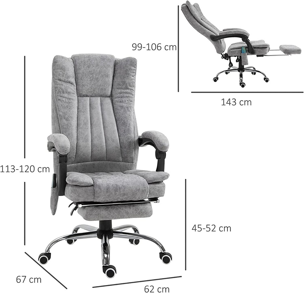 Gray Heated Massage Electric Vibration Reclining Swivel Chair with Pedals Adjustable Back Ergonomic Zero-Gravity Chair J88467
