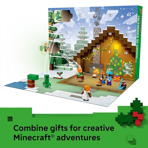 LEGO Minecraft Advent Calendar Building Toy with 24 Buildable Surprises and 8 Minifigures E886257