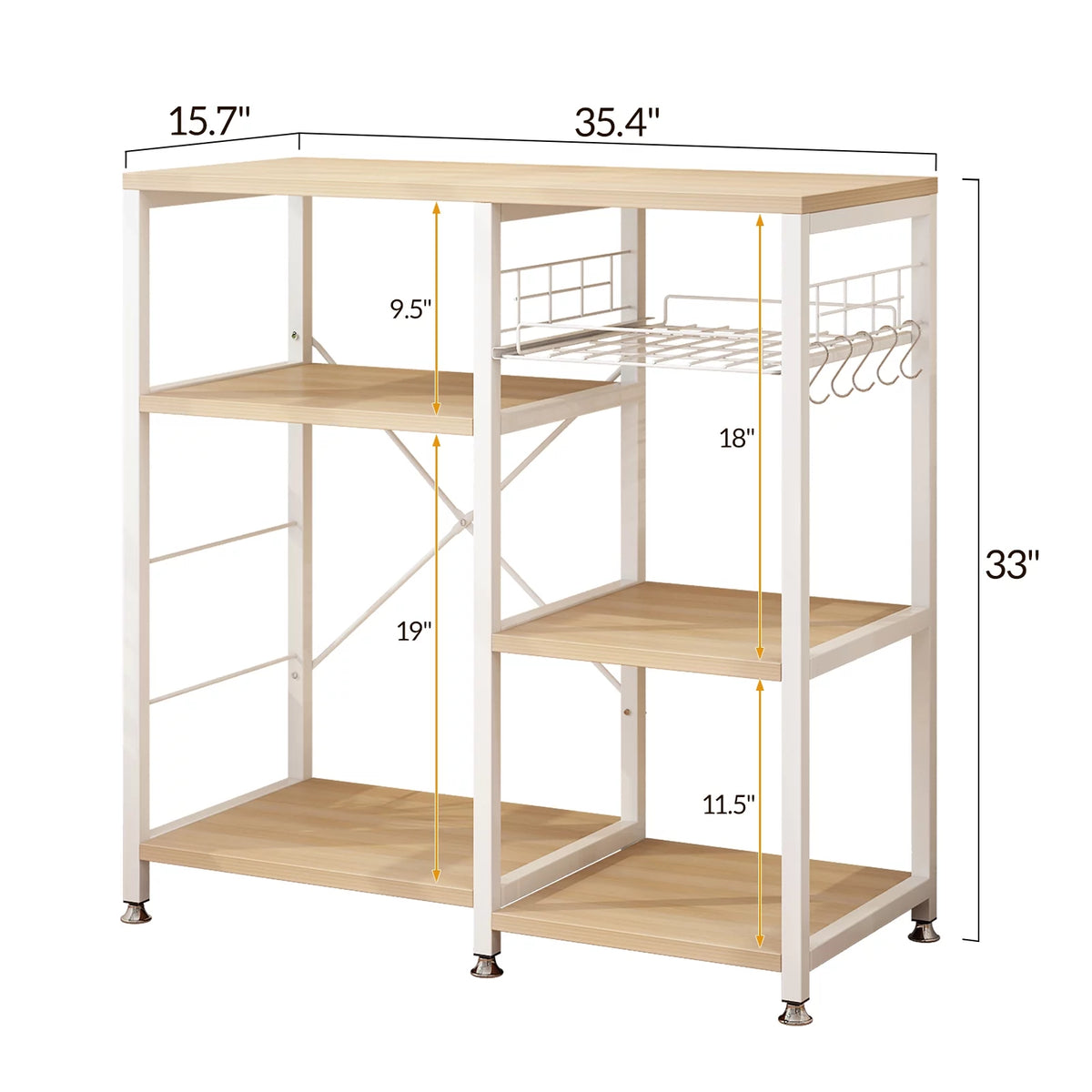 White Oak Bakers Rack with Basket T9125