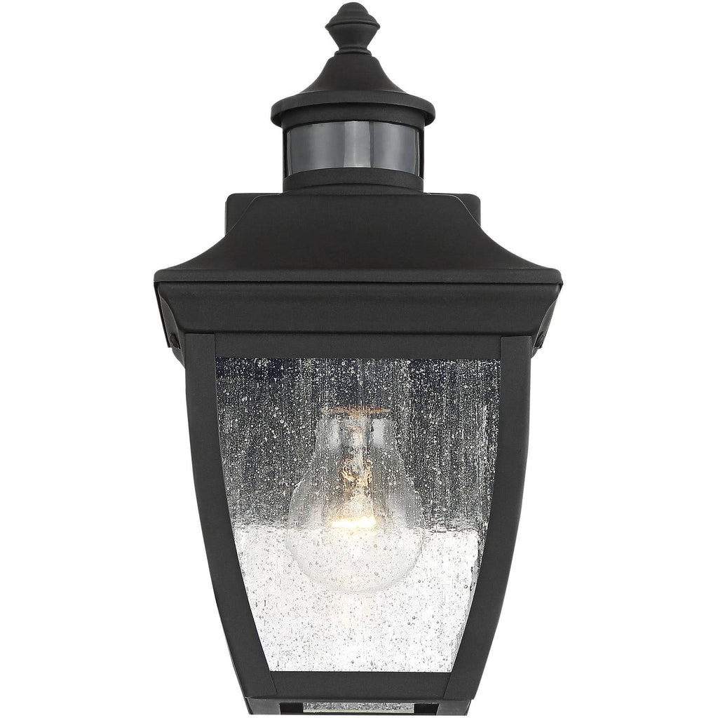 Black 12 inch Clear Seedy Glass Motion Sensor Outdoor Wall Light K22573