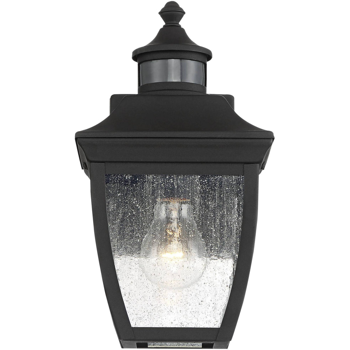 Black 12 inch Clear Seedy Glass Motion Sensor Outdoor Wall Light K22573