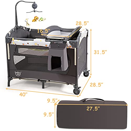 4 in 1 Pack and Play with Bassinet and Changing Table F981