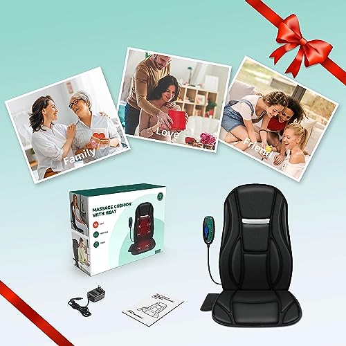 Vibration Back Massager with Heat, Seat Massager with 8 Vibrating Motors & 5 Modes, Chair Massager Cushion K655953