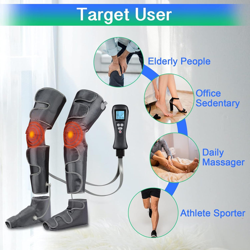 Leg Massager with Air Compression, 2 Heat Levels, 4 Modes 4 Intensities Q27790