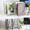 Black Metal File Folder Holder 2 Pack, 3 Compartments A5972