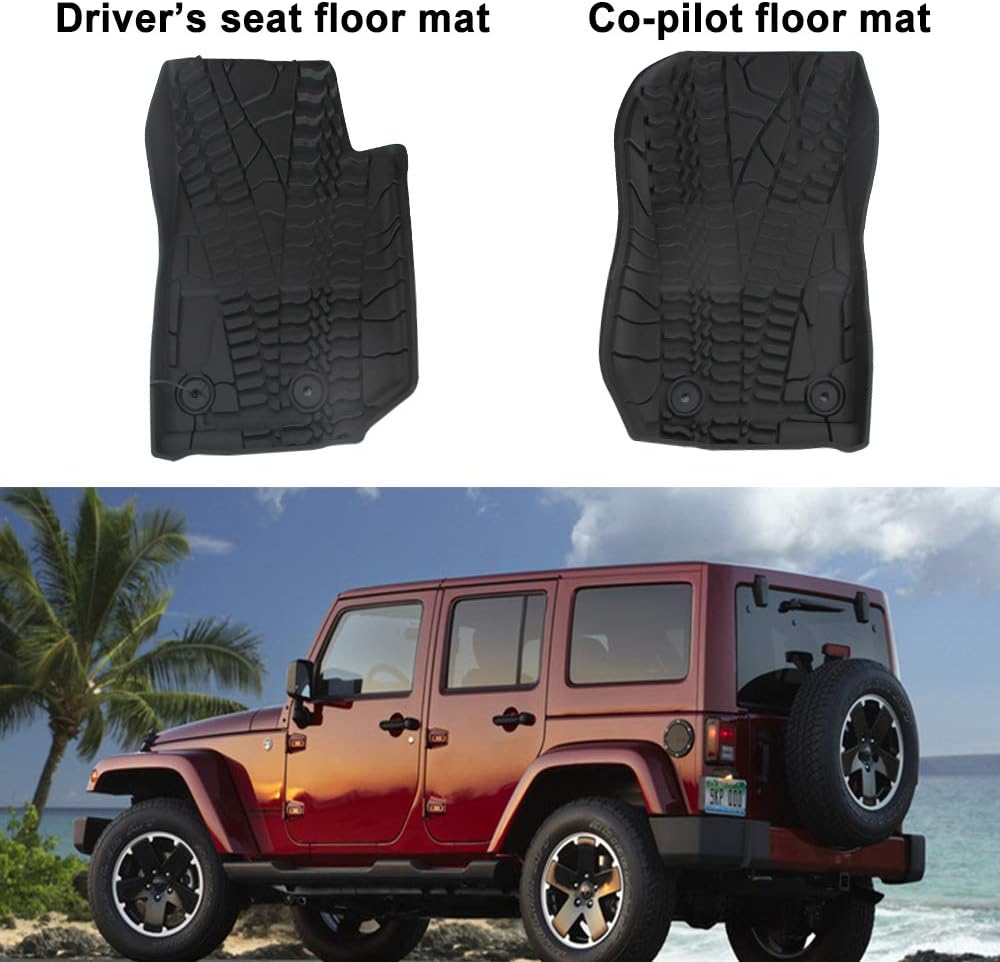 Black Front Row TPE Floor Mat Set for 2014-2018 Jeep Wrangler JK JKU A59678