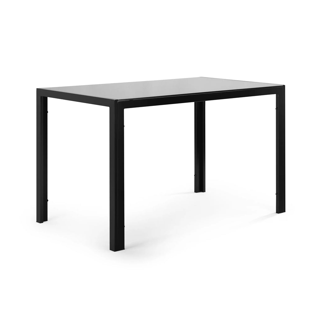 5 Pieces Tempered Glass Dining Table Set with 4 Faux Leather Chairs Black Y641534