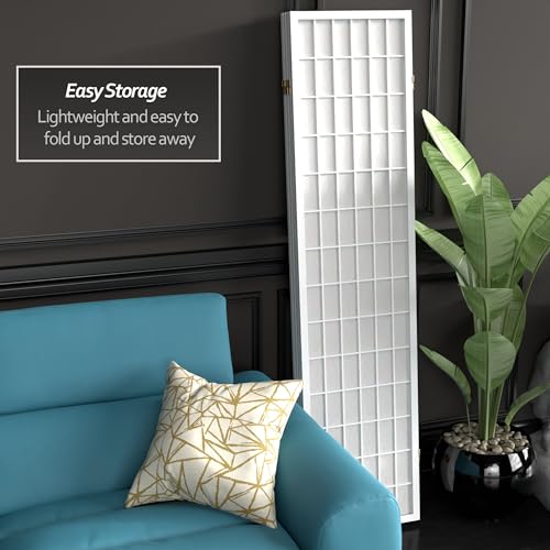 6 ft. Tall 4 Panels Window Pane Shoji Screen Room Divider M602658