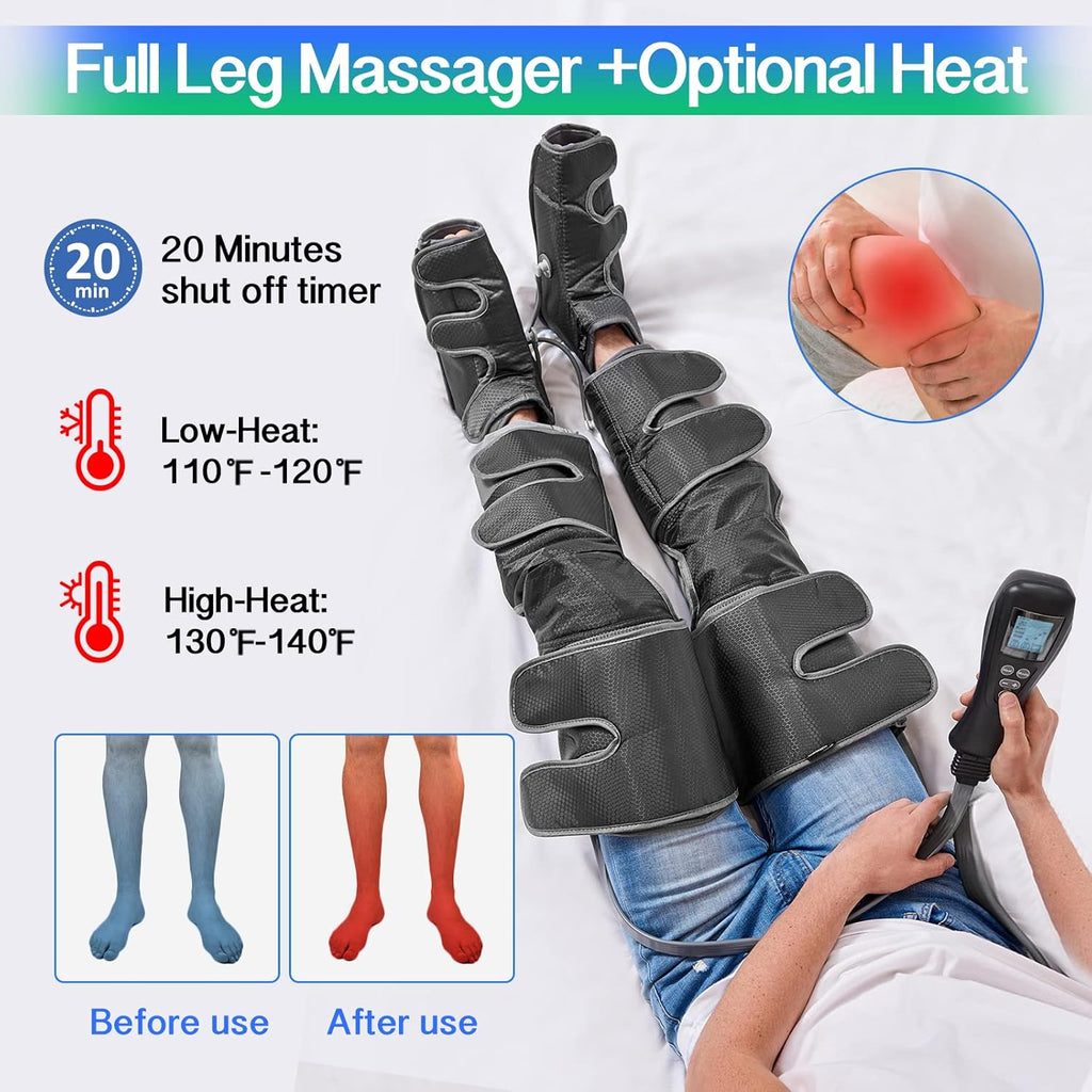 Leg Massager with Air Compression, 2 Heat Levels, 4 Modes 4 Intensities Q27790