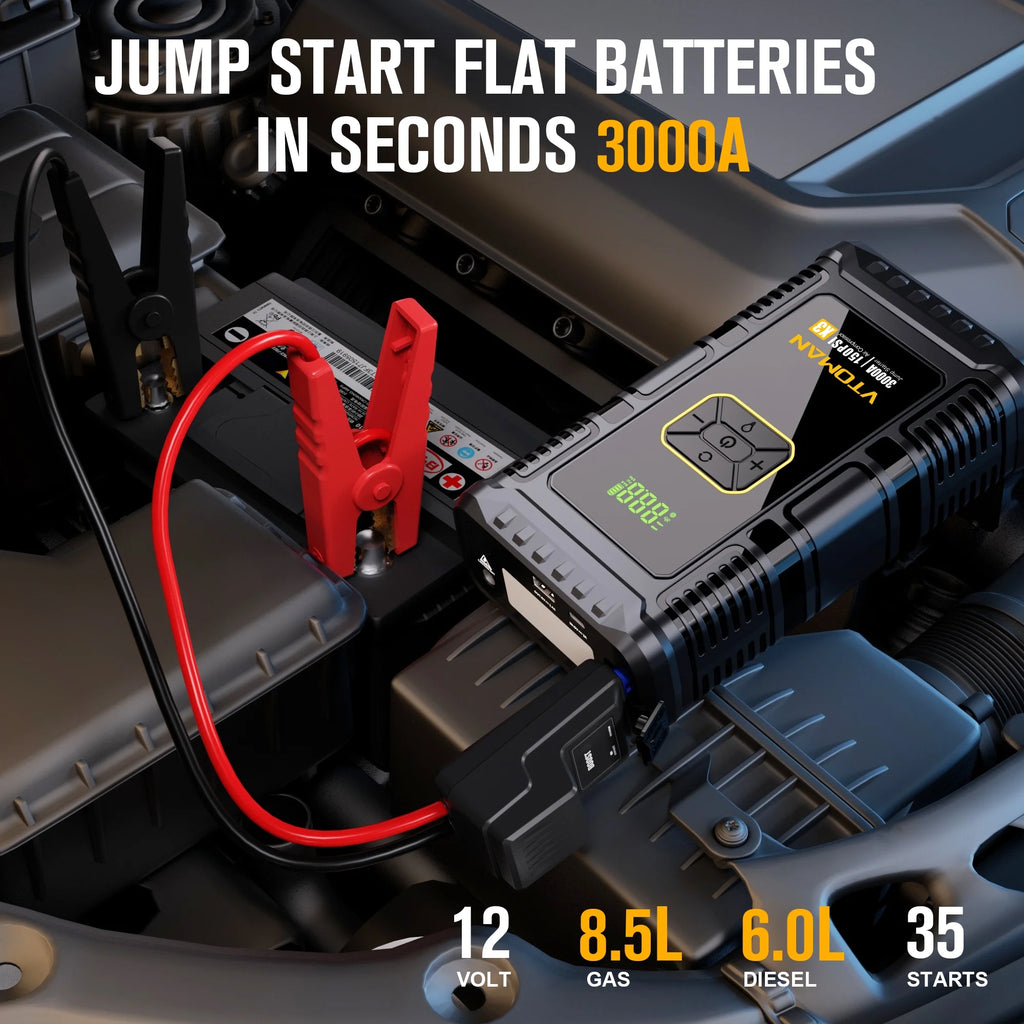 Portable Car Jump Starter with Air Compressor and 150PSI Tire Inflator V335