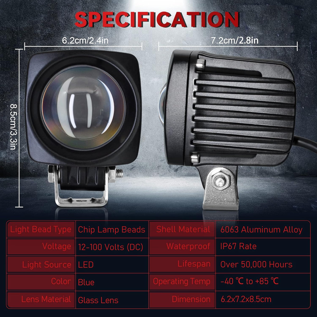 LED Forklift Safety Lights Red DC 12-100V 10W Pack of 2 A164622