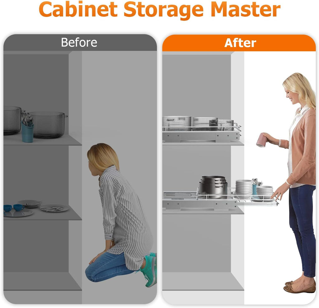 Pull Out Cabinet Organizer, Heavy Duty Slide Out Pantry Shelves, 12.44 W x 16.54 D, Pack of 2 H899